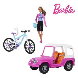 Barbie Papusa cu Jeep & Bicicleta - Mattel