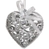 Set Ornamente de Craciun Inimi Argintii Glitter Funda 6cm - 6buc