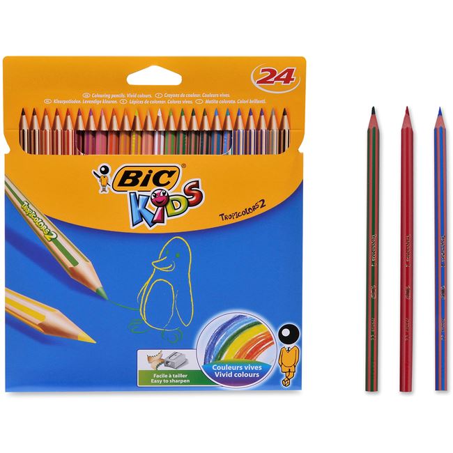 Creioane Colorate Subtiri BIC - 24buc