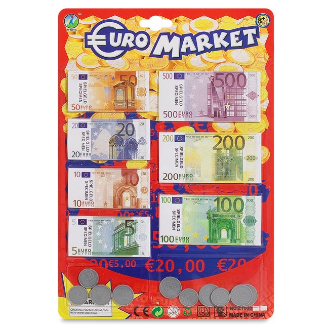 Set de Joaca cu Bancnote si Monezi de Euro - 71 de piese